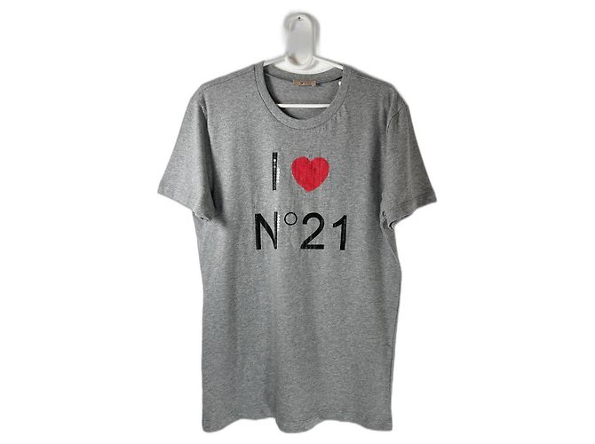 Camiseta de algodão cinza No 21