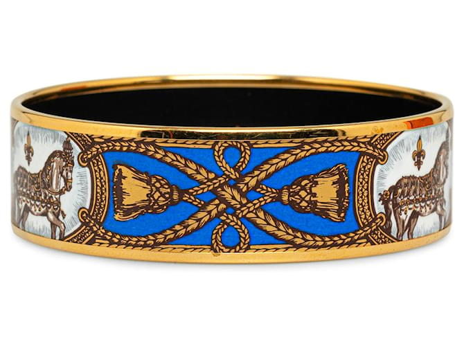 Bracelet large en émail Hermès Gold Grand Apparat Métal Email Doré  ref.1323645