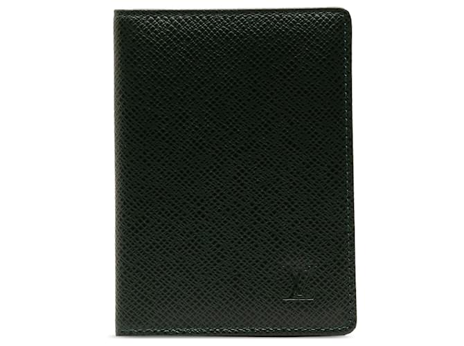 Louis Vuitton Green Taiga Business Card Holder Dark green Leather  ref.1323658