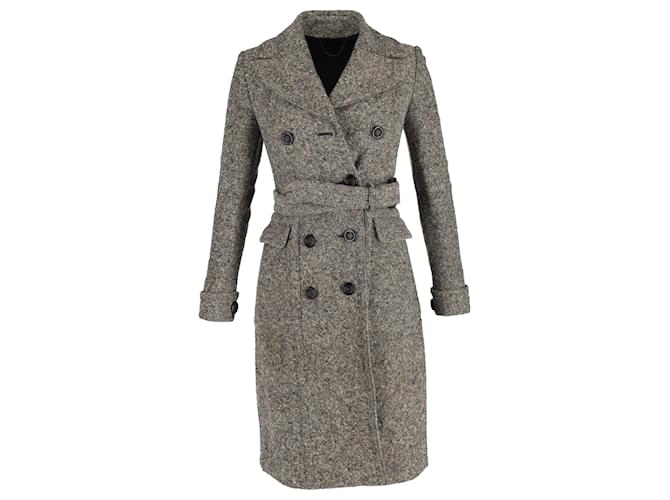 Burberry – Gefütterter Trenchcoat aus grauer Wolle  ref.1323691