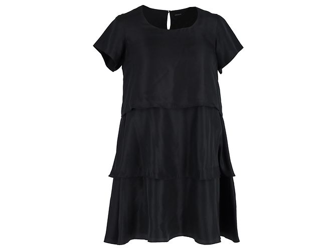 Minivestido Joseph a capas en algodón de seda negro