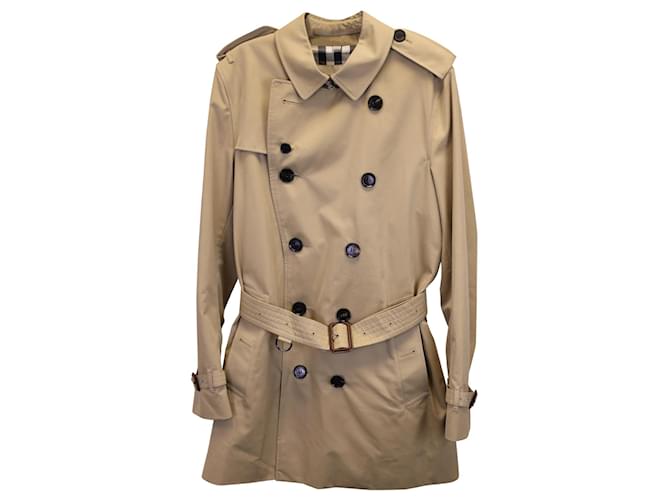 Burberry Mittellanger Kensington Heritage Trenchcoat aus beiger Baumwolle  ref.1323703