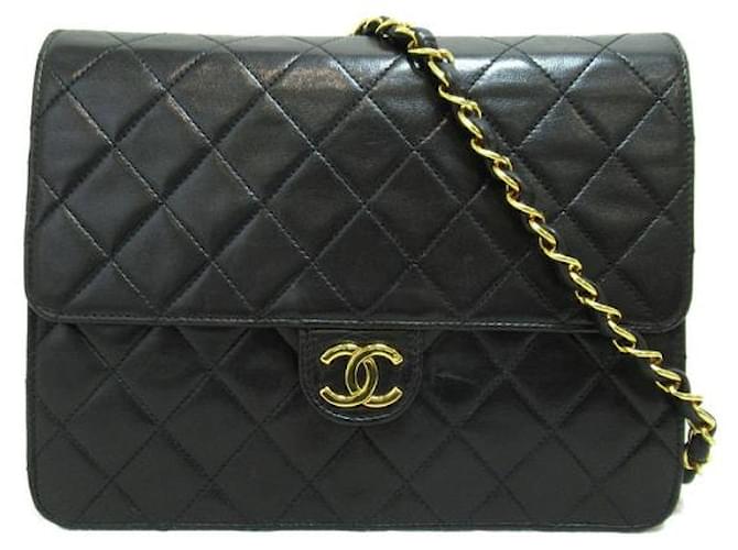 Chanel Bolsa de couro acolchoado com aba única  ref.1323716