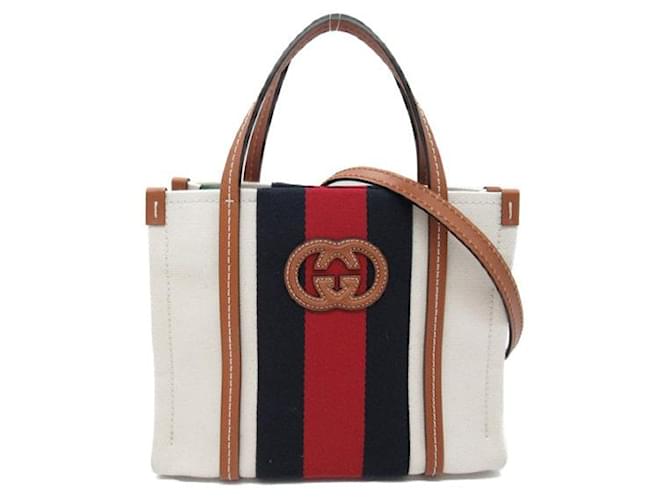 Gucci Web Canvas Interlocking G Tote 77735 in sehr gutem Zustand Leinwand  ref.1323717