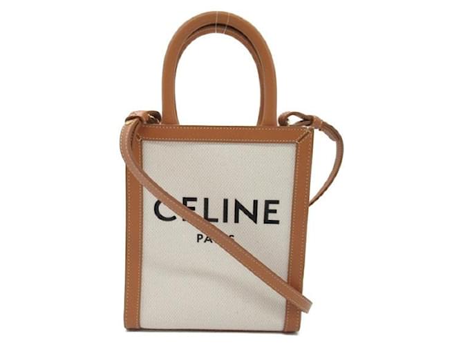 Céline Mini cabas verticaux en toile et cuir  ref.1323725