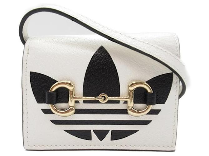 Gucci Adidas X Gucci Leather Compact Wallet on Strap Leather Short Wallet 702248 in Very Good Condition  ref.1323746