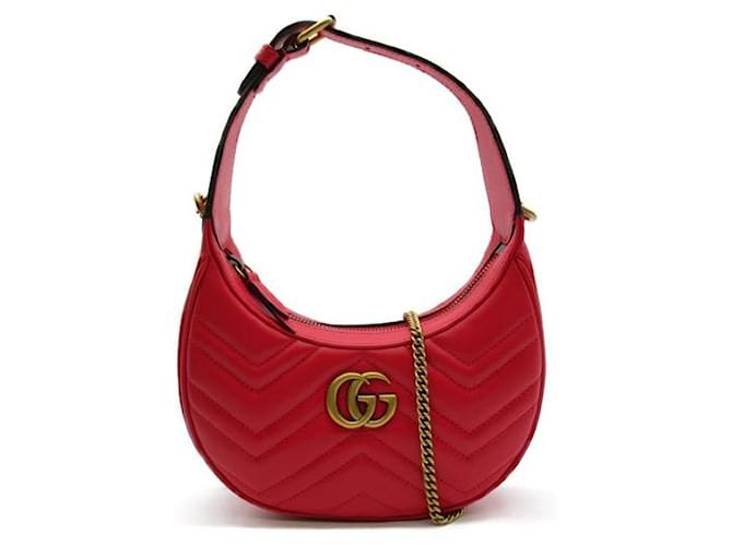 Bolsa de ombro de couro Gucci GG Marmont Half-Moon Mini Bag 699514 em ótimo estado  ref.1323749