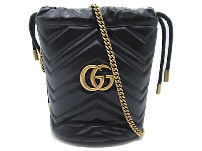 Gucci Leather GG Marmont Mini Bucket Bag Leather Crossbody Bag 575163 in Good condition  ref.1323750