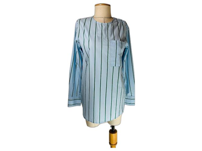 Top Marimekko Tavaton Kiskoraita a rayas azul de algodón