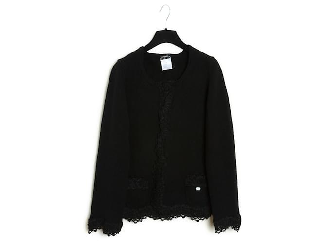 Cardigã Chanel 06C FR42 em caxemira preta, jaqueta Resort 2006 US12. Preto Casimira  ref.1323816