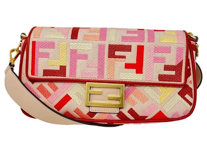 Sac FENDI Baguette de taille moyenne neuf Cuir Toile Multicolore  ref.1323822