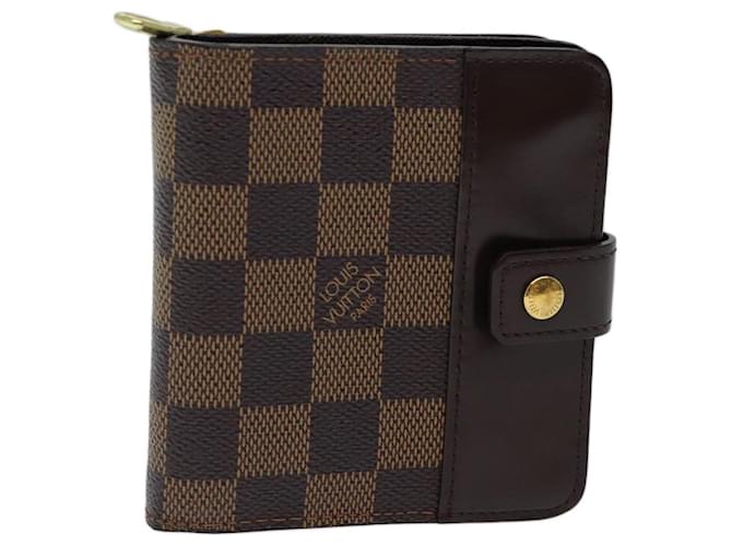 LOUIS VUITTON Damier Ebene Compact zip Wallet N61668 LV Auth yk11484  ref.1323847