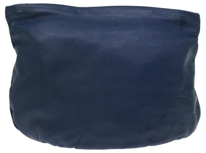 LOEWE Anagram Clutch Bag Couro Marinho Autenticação11390 Azul marinho  ref.1323852