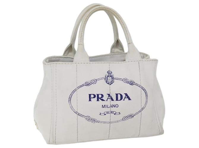 PRADA Canapa PM Hand Bag Canvas White Auth yk11508 Cloth  ref.1323853