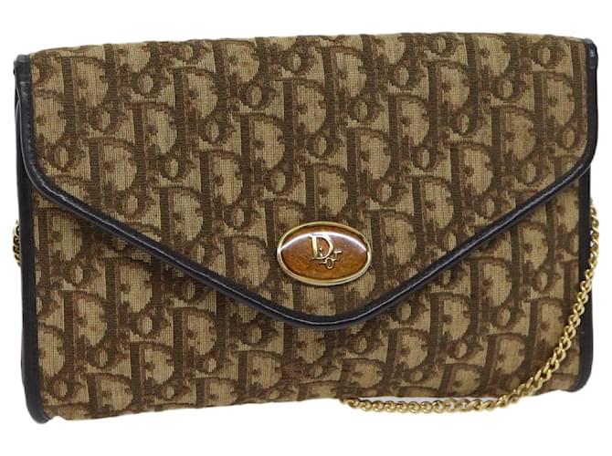 Christian Dior Trotter Canvas Chain Shoulder Bag Beige Auth ep3829  ref.1323862