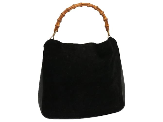 GUCCI Bamboo Hand Bag Suede Black 001 1998 1577 Auth bs13101  ref.1323906