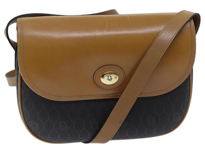 Christian Dior Honeycomb Canvas Shoulder Bag PVC Leather Black Auth yk11421  ref.1323933