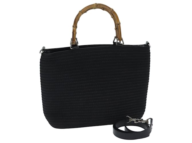 GUCCI Bamboo Hand Bag Canvas Outlet 2way Black 000 1998 0540 auth 70191 Cloth  ref.1323941