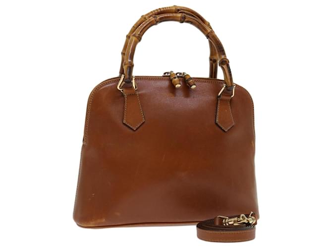 GUCCI Bamboo Hand Bag Leather 2way Brown 000 2865 0290 Auth ep3763  ref.1323943