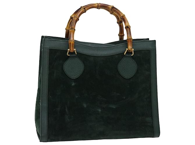 GUCCI Bamboo Tote Bag Suede Green 002 2853 0260 0 Auth ep3721  ref.1323950