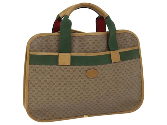 GUCCI Micro GG Supreme Web Sherry Line Hand Bag PVC Beige Red Green Auth ti1591  ref.1323961