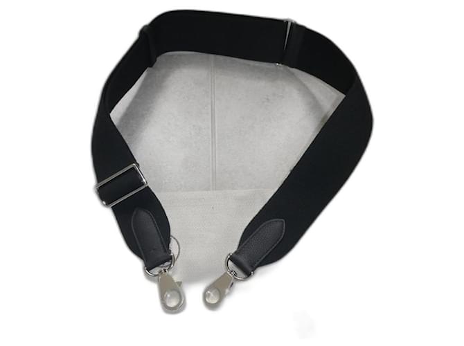 tracolla Hermès per borsa Hermès Kelly in tela regolabile nuova mai usata Nero Pelle  ref.1324139