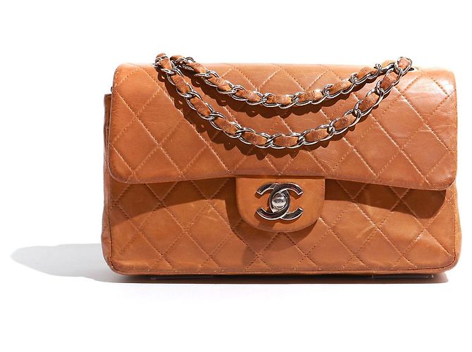 CHANEL - Bolsa de dupla aba atemporal 23 em couro acolchoado marrom