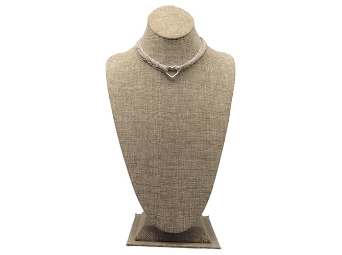 Autre Marque TIFFANY & CO. Mehrreihige Halskette mit Herz-Anhänger aus Sterlingsilber Geld  ref.1324216
