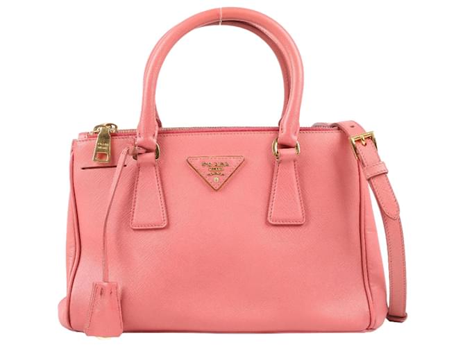 Prada Saffiano Lux Galleria Petit sac en cuir rose  ref.1324244