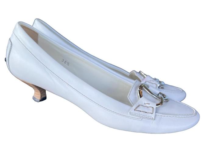 Tod's Heels White Leather  ref.1324278