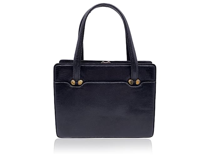 Gucci Vintage Black Leather Top Handles Bag Handbag Satchel  ref.1324341