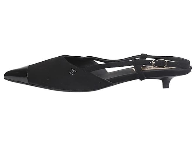 Chanel Black slingback kitten heels - size EU 38  ref.1324417