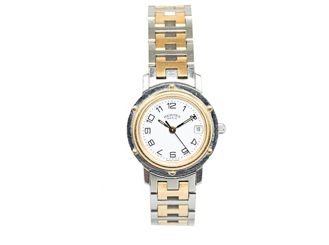 Hermès Silver Quartz Stainless Steel Clipper Watch Silvery Golden Metal  ref.1324466
