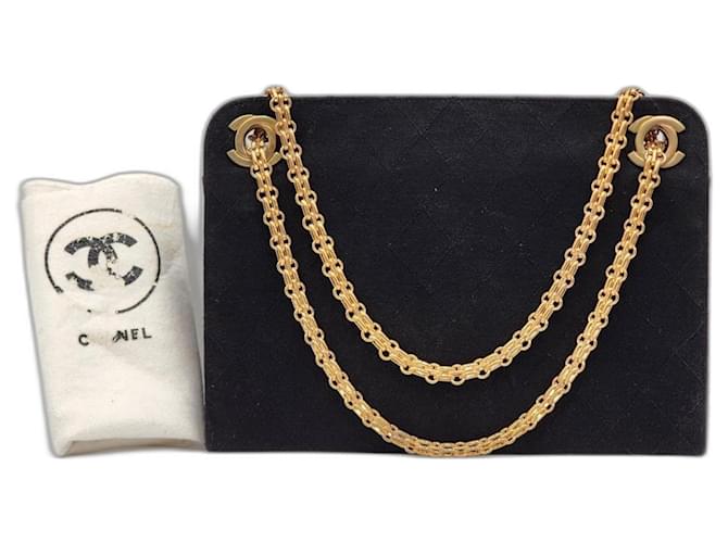 Bolso de hombro de tela con cadena Chanel Mademoiselle Bijoux Negro Lienzo  ref.1324526