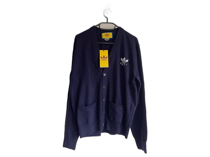 Gucci x Adidas Strickjacke aus Wolle marineblau