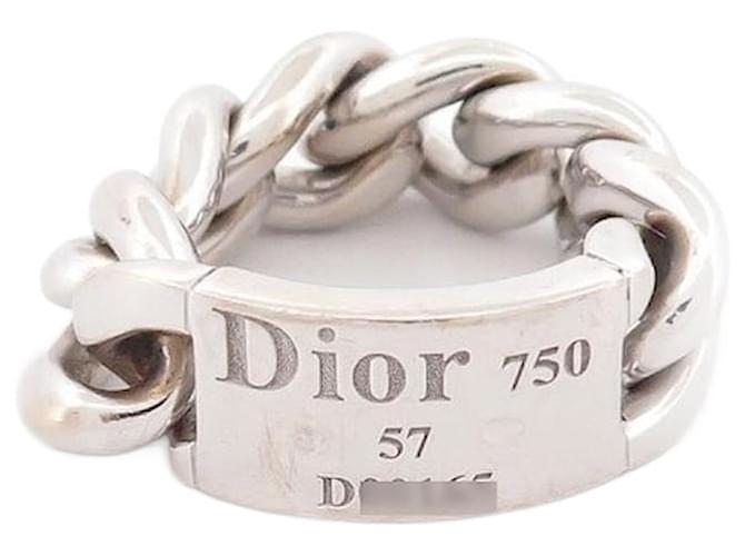 CHRISTIAN DIOR CURB T RING55 WHITE GOLD 18K 13.8G WHITE GOLDEN RING Silvery  ref.1324549