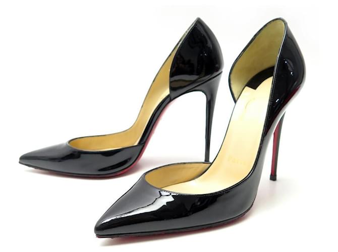 SCARPE IRIZA DI CHRISTIAN LOUBOUTIN 100 3130524 38 Pompe in vernice Nero Pelle verniciata  ref.1324578