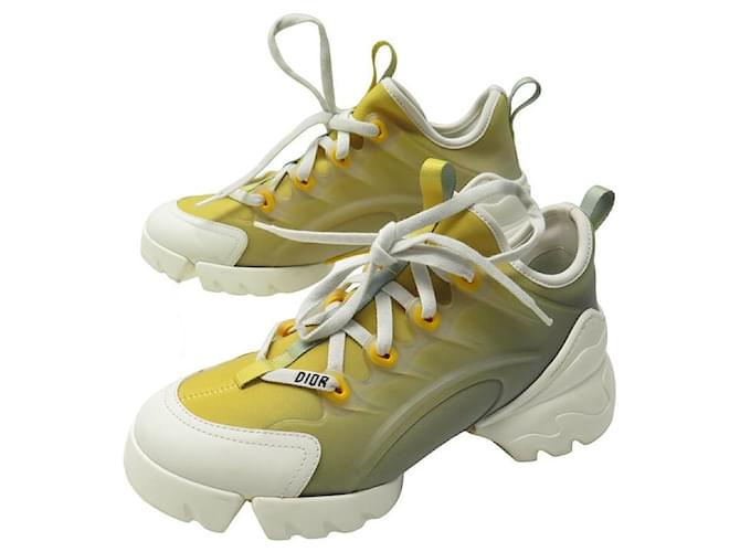 CHAUSSURES CHRISTIAN DIOR BASKETS D-CONNECT 36 TOILE BOITE SNEAKERS SHOES Jaune  ref.1324592