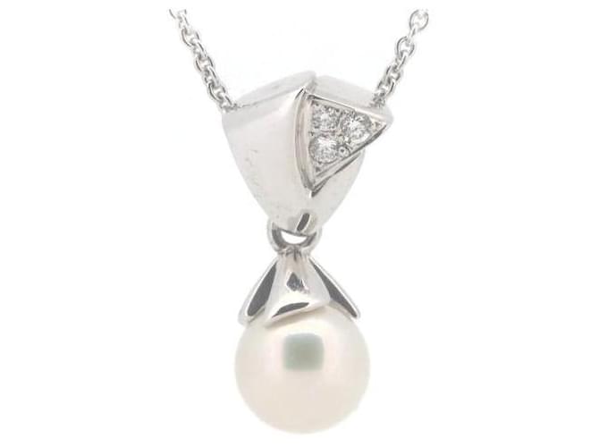 Autres bijoux Mikimoto 18Collier K Pearl Diamant Métal en Excellent état  ref.1324668