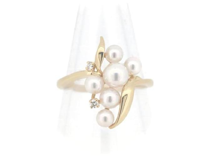 Mikimoto 18K Pearl Diamond Ring  in Great Condition Golden Metal  ref.1324678