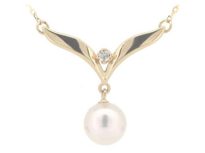 Mikimoto 18Collar de diamantes con perlas K Metal  ref.1324682