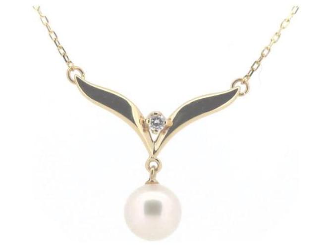 Mikimoto 18Collar de diamantes con perlas K Metal  ref.1324689
