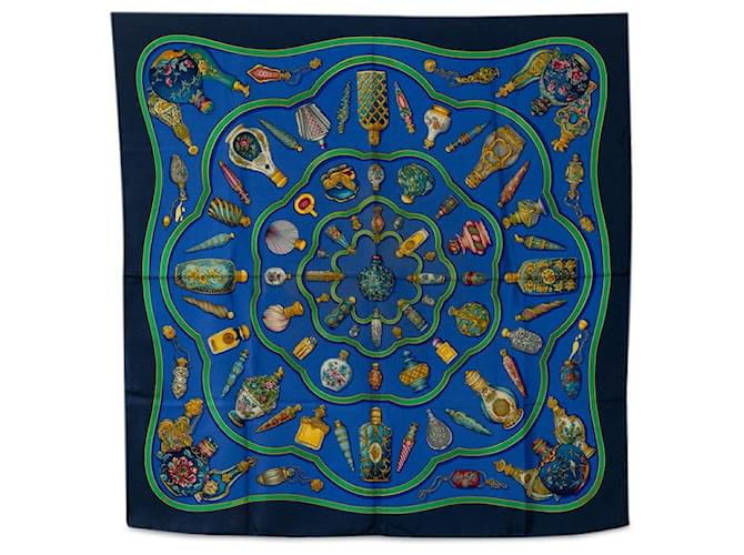 Foulard Hermès Soie 87cm x 87cm Carré 90 Pourvu qu'on ait l'ivresse en très bon état Toile Bleu  ref.1324712