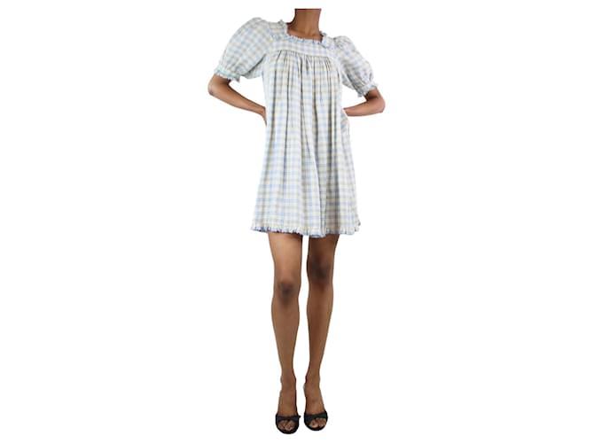 Autre Marque Mini-robe à carreaux crème à manches bouffantes - taille XS Écru  ref.1324765