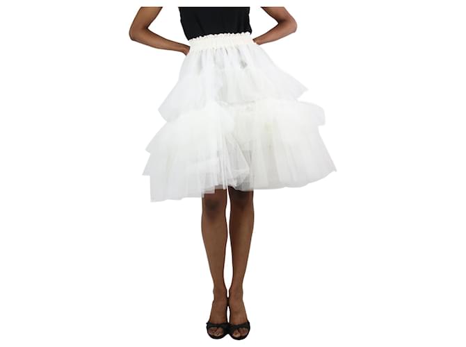 Simone Rocha Cream elasticated layered tulle skirt - size UK 6 Nylon  ref.1324770