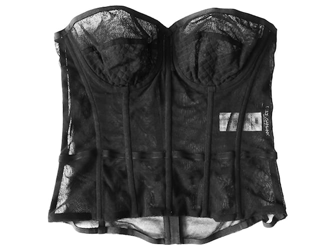 Haut bustier corset en maille noire Dolce & Gabbana Coton Viscose  ref.1324793