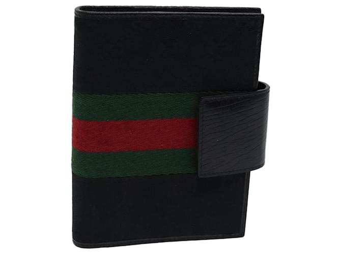 GUCCI GG Canvas Web Sherry Line Day Planner Cover Noir Rouge 115240 Auth yk11477 Toile  ref.1324957