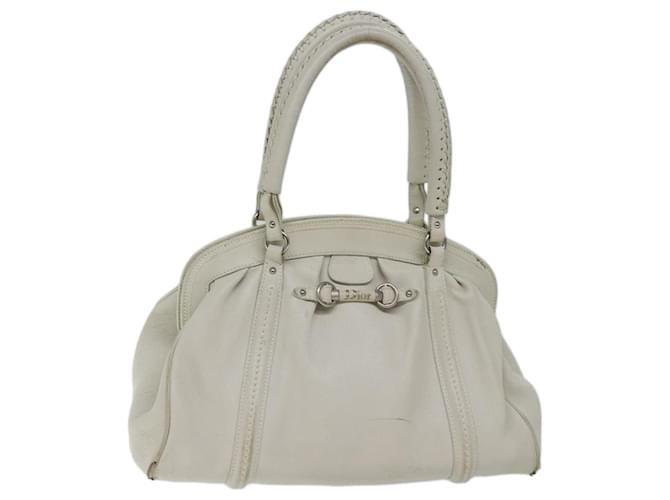Christian Dior Hand Bag Leather White Auth yk11480  ref.1324966