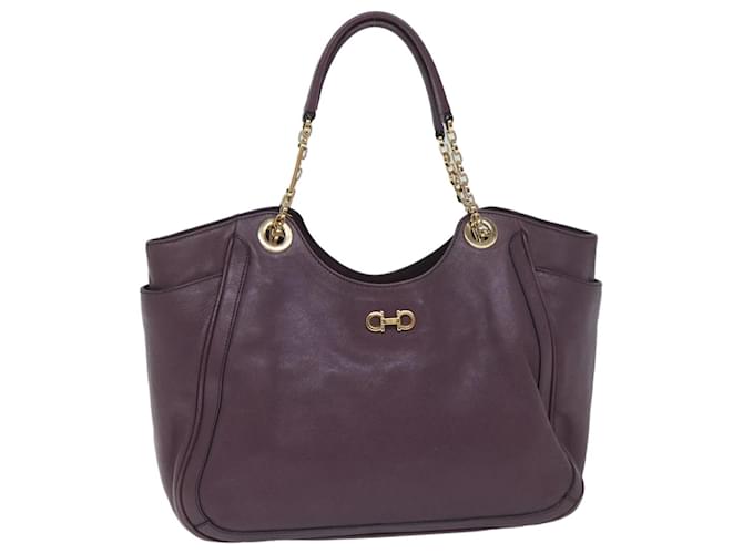 Salvatore Ferragamo Chain Hand Bag Leather Purple Auth mr025  ref.1324977