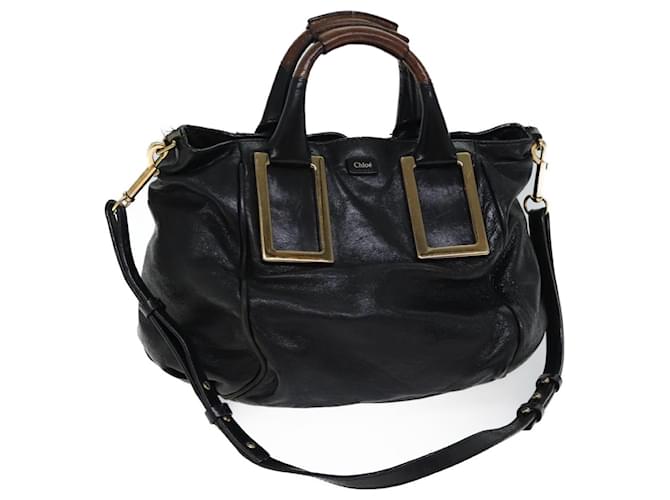 Chloé Chloe Etel Hand Bag Leather 2way Black Auth mr035  ref.1324988